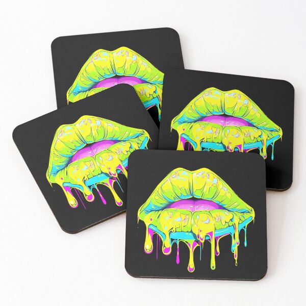Item preview, Dripping yellow girl lip - kissing mouth designed and sold by WallGemsArt.
