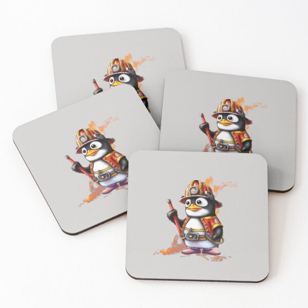 Item preview, Firefighter penguin cartoon fireman animal designed and sold by portrait4you.