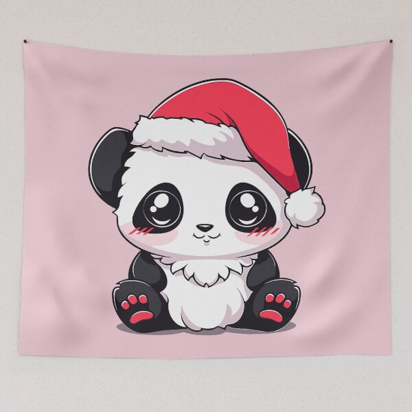 Item preview, Cute cartoon panda wearing Santa hat, Christmas panda, New Year panda designed and sold by Niktarka.