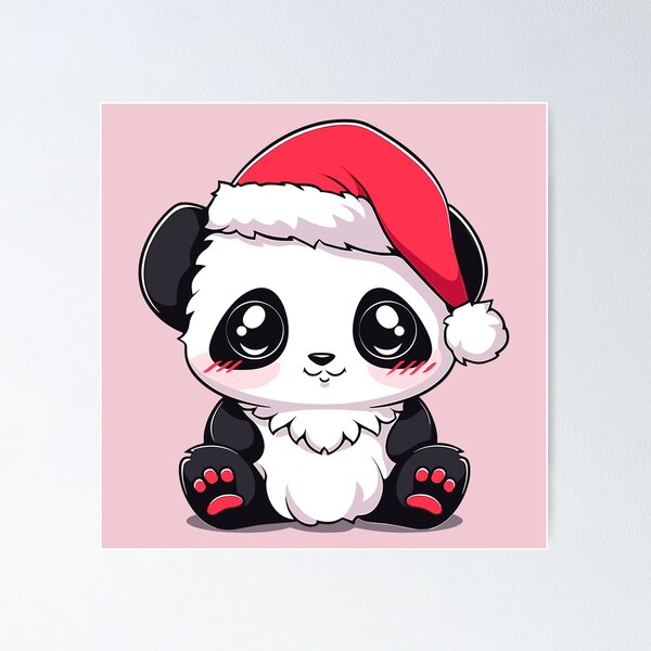 Item preview, Cute cartoon panda wearing Santa hat, Christmas panda, New Year panda designed and sold by Niktarka.