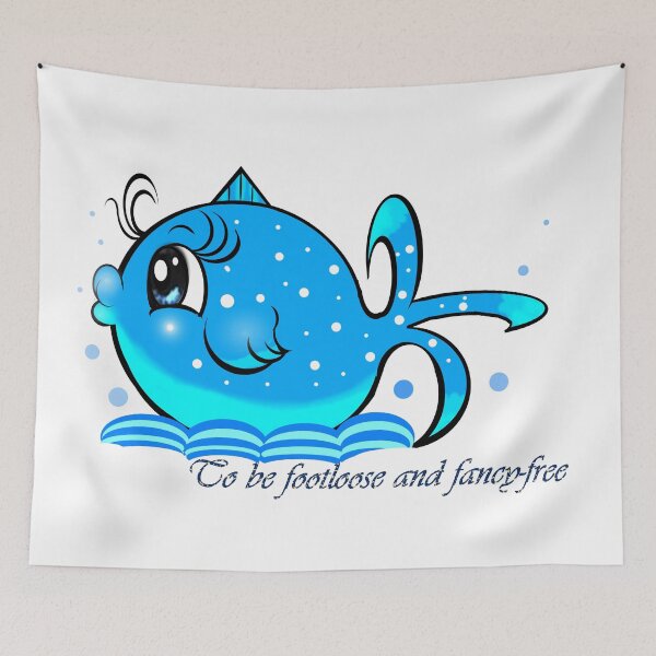 Item preview, Blue fish - To be footloose and fancy-free designed and sold by Shirley cute art .