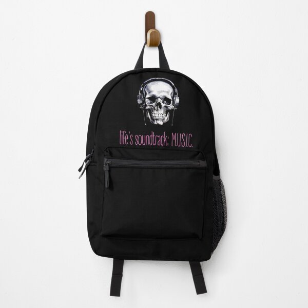 Artikelvorschau, Totenkopf mit Kopfhörern und Text „Life's Soundtrack: Musik“. entworfen und verkauft von in-leggings.