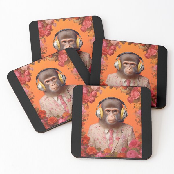 Item preview, Cool Monkey Headphone And Pink Roses designed and sold by Michealfashion.