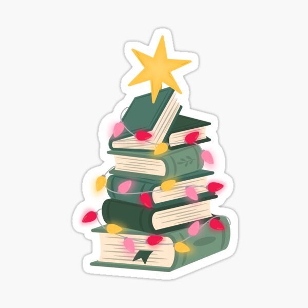 bookish christmas tree Sticker