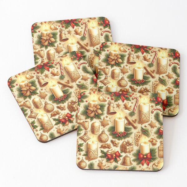 Item preview, Vintage Christmas design print with candles and presents designed and sold by clearviewstock.
