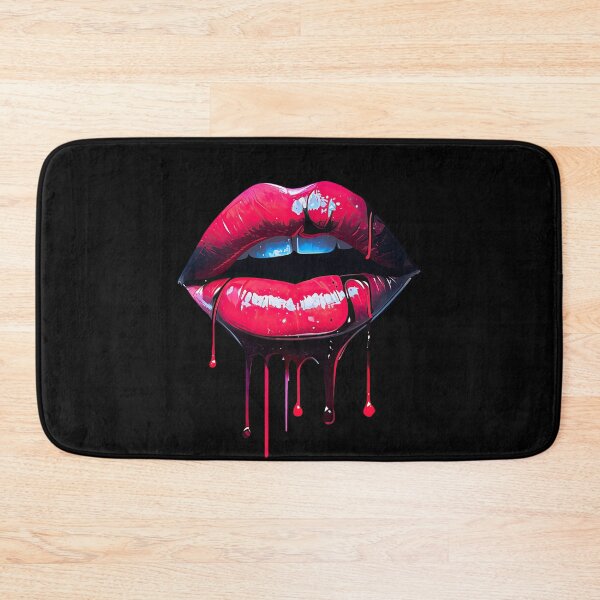 Item preview, Dripping red girl lip - erotic kissing mouth designed and sold by WallGemsArt.