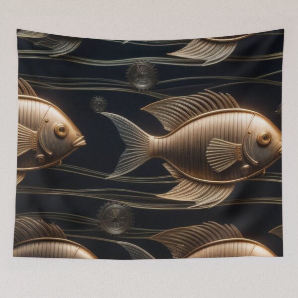 Item preview, Steampunk Industrial Fish Pattern designed and sold by ARichArts.