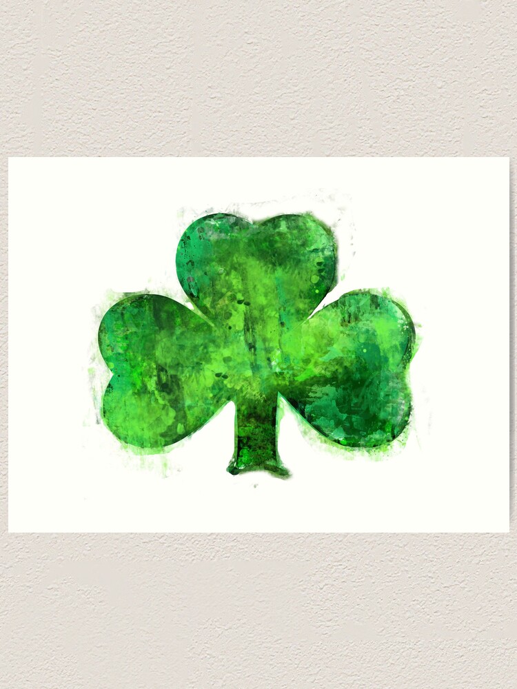 Green Shamrock Splatter Painting Watercolor Distressed Style Irish Design By Vivacandita Art Print By Vivacandita Redbubble