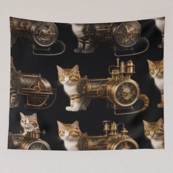 Item preview, Steampunk Industrial Cats Pattern designed and sold by ARichArts.