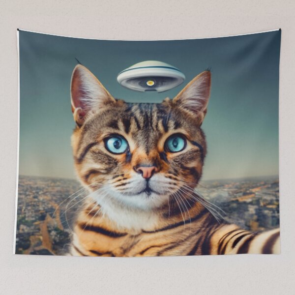 Item preview, Cat selfie with ufo designed and sold by PawelNature.