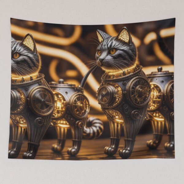 Item preview, Steampunk Industrial Cats Pattern designed and sold by ARichArts.