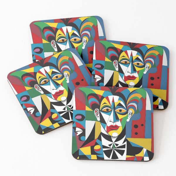 Item preview, Colorful Cubist Jester in Abstract Shapes designed and sold by artmanikin.