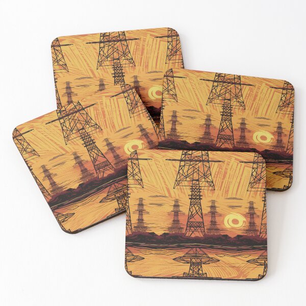 Item preview, Retro Yellow Sky Pylons designed and sold by pinkal.
