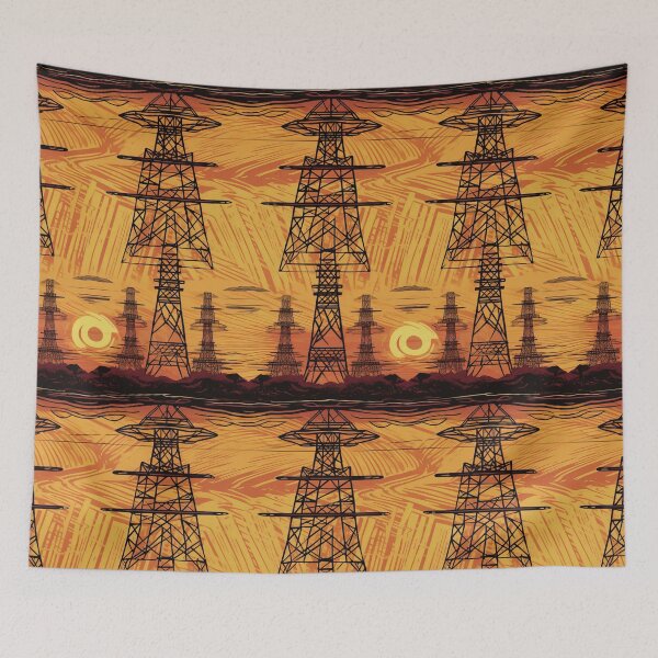 Item preview, Retro Yellow Sky Pylons designed and sold by pinkal.