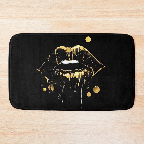 Item preview, Gold mouth, dripping queen girl lip - abstract lip artwork designed and sold by WallGemsArt.
