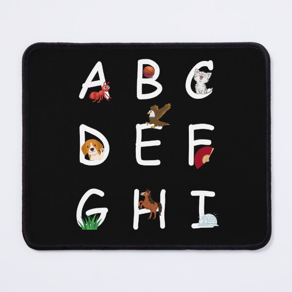 Item preview, Teach your children English letters with visual recognition (A-I) Essential T-Shirt black background designed and sold by novelstreak.