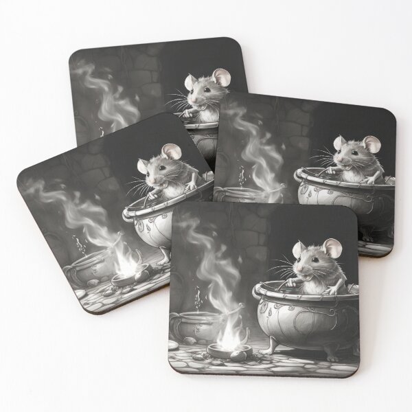 Item preview, Sweet mouse, boiling broth in cauldron, underground, cellar, art designed and sold by Damian Sobczyk.