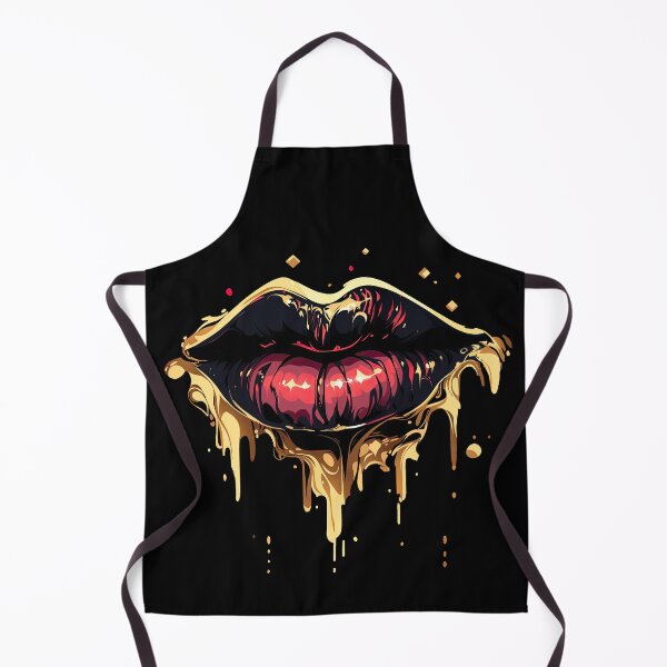 Item preview, Red gold dripping erotic slightly parted lips - a mouth for kissing designed and sold by WallGemsArt.