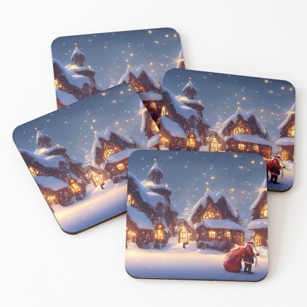 Item preview, Father Christmas on street with houses in the snow designed and sold by Photopat.