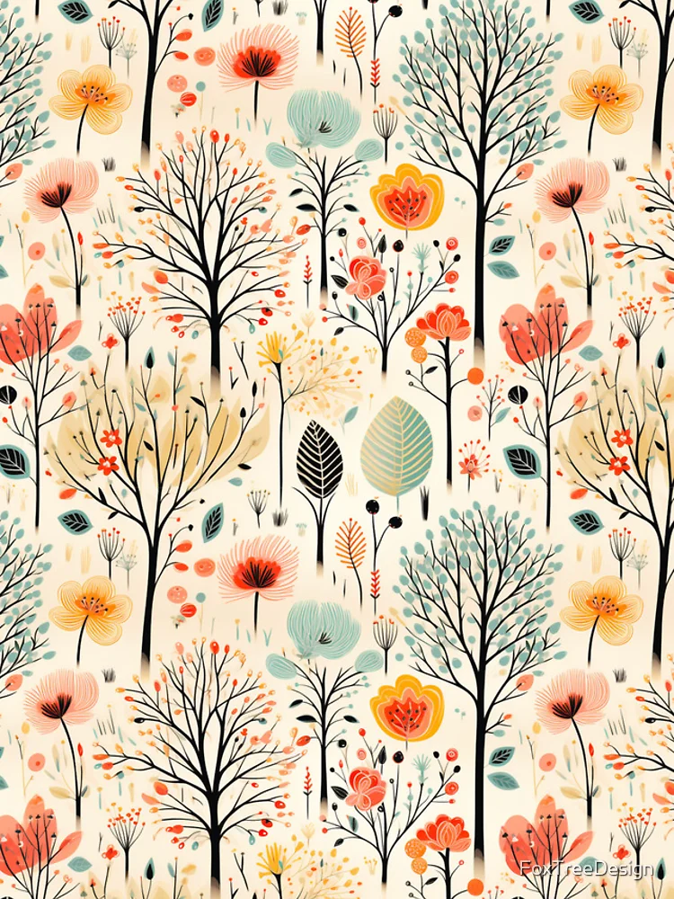 Thumbnail 4 of 4, iPhone Case, Retro Spring Time Meadow Trees Print designed and sold by FoxTreeDesign.