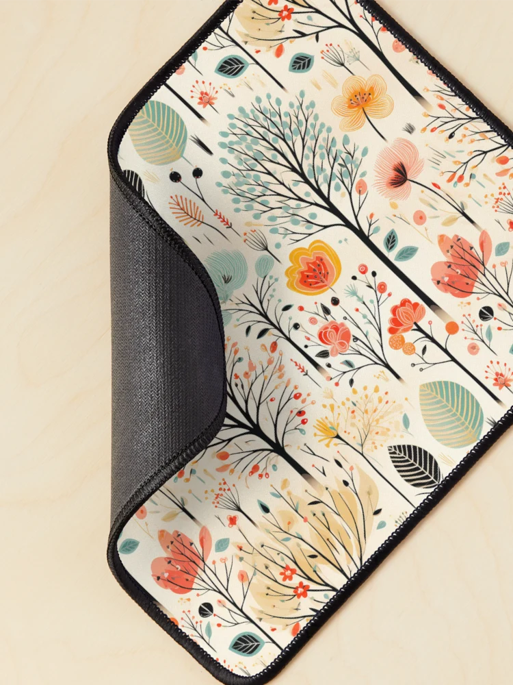 Thumbnail 2 of 5, Mouse Pad, Retro Spring Time Meadow Trees Print designed and sold by FoxTreeDesign.