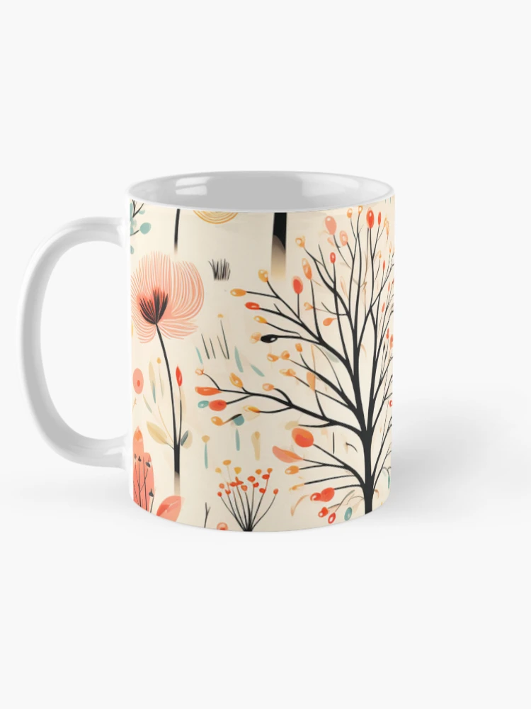 Thumbnail 5 of 6, Coffee Mug, Retro Spring Time Meadow Trees Print designed and sold by FoxTreeDesign.