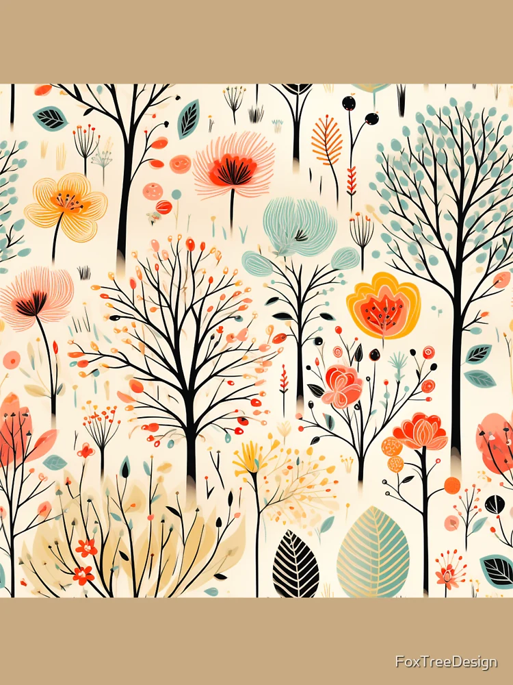 Thumbnail 6 of 6, Premium Oversized Sweatshirt, Retro Spring Time Meadow Trees Print designed and sold by FoxTreeDesign.
