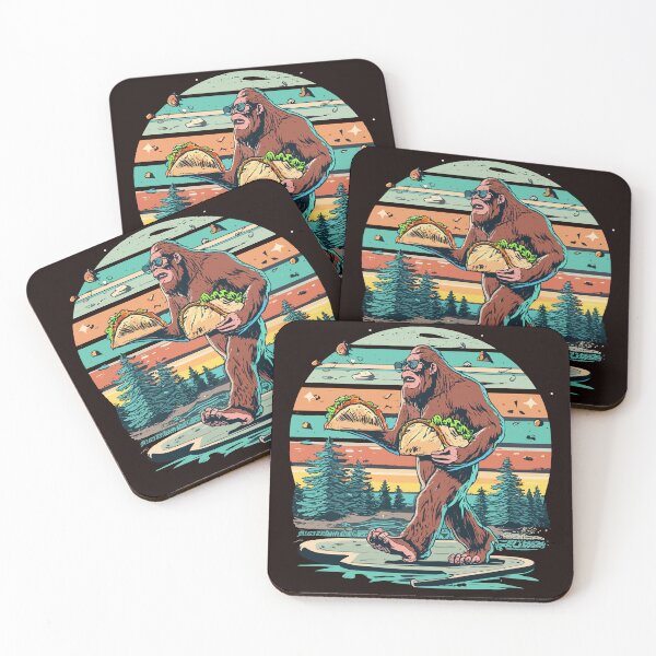 Item preview, Bigfoot Carrying Taco Funny Foodie Vintage Retro Sunset Mountains Forest designed and sold by sadedream.