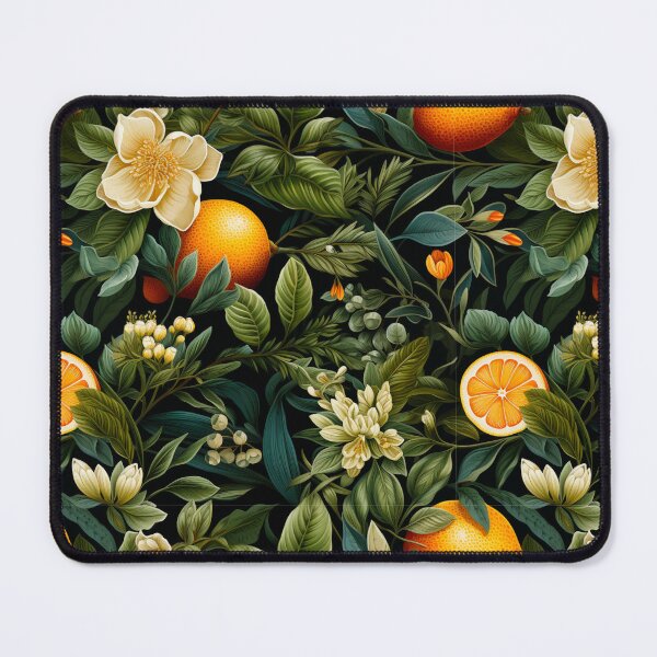 Item preview, Orange Fruit Tree Blossom Garden Dark Vintage Floral Print designed and sold by FoxTreeDesign.