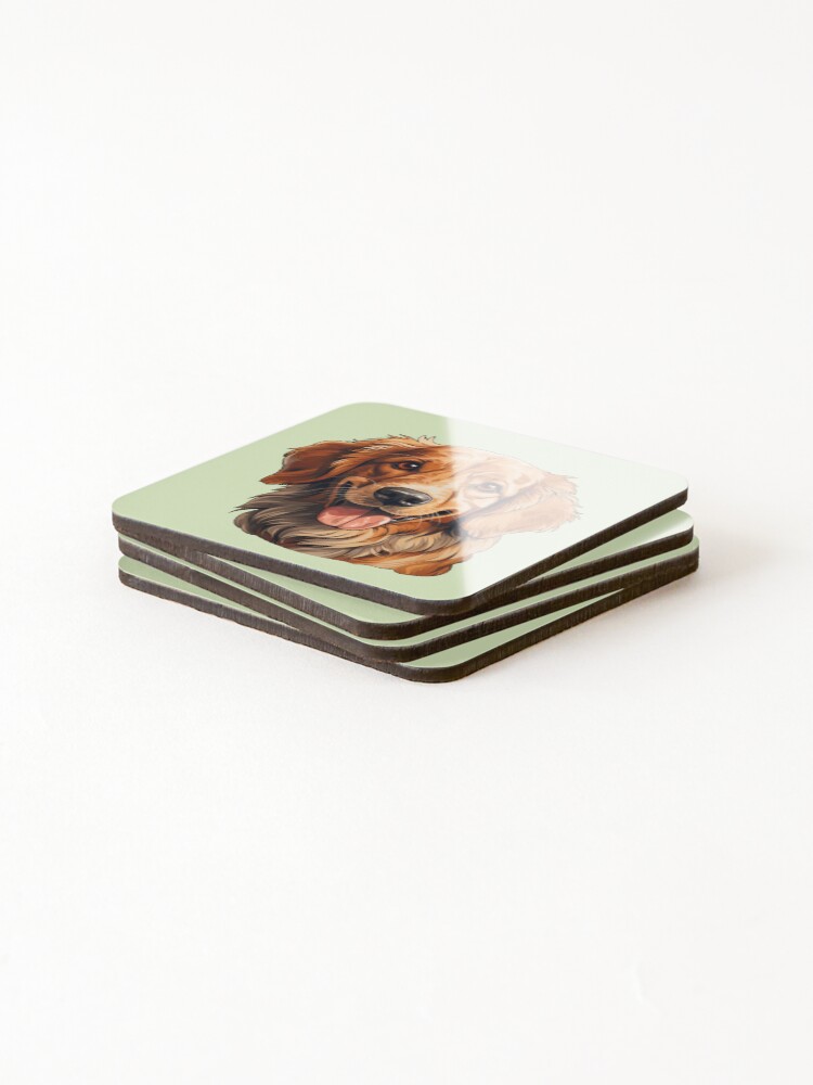 Thumbnail 4 of 5, Coasters (Set of 4), Golden Retriever Pet Dog Portrait  designed and sold by FoxTreeDesign.
