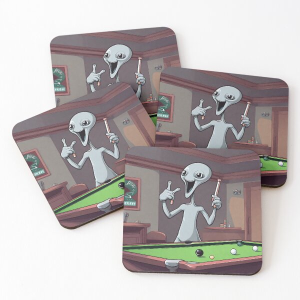 Item preview, A happy grey alien celebrating Billiards 2023 tileartwork Oct designed and sold by tileartwork.