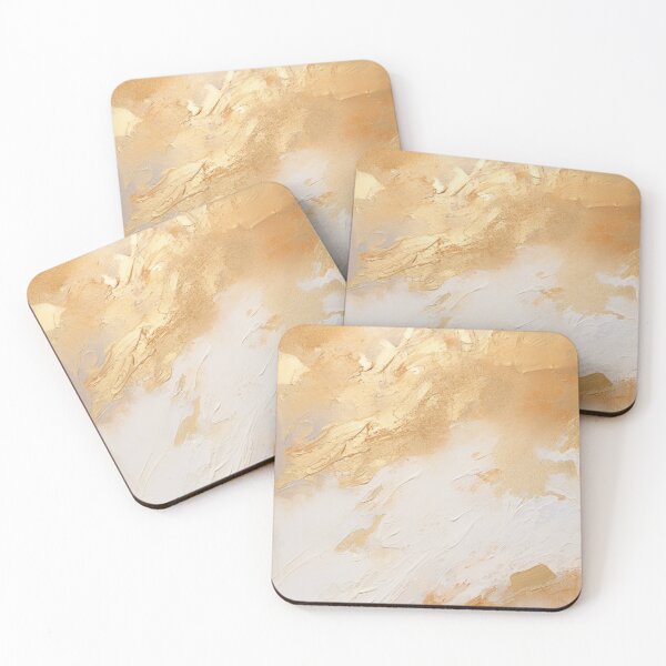 Item preview, White and Gold Abstract Painting with Gold Glitter designed and sold by DreamyDaisy.