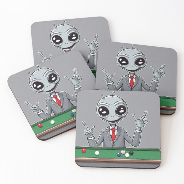 Item preview, A happy grey alien celebrating Snooker 2023 tileartwork Oct designed and sold by tileartwork.
