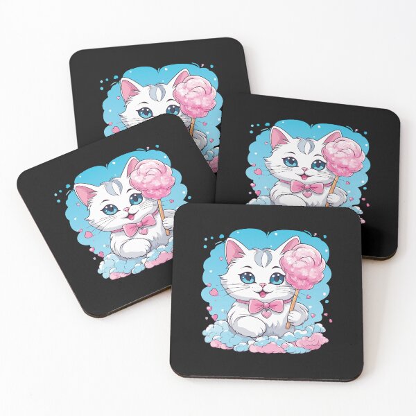 Item preview, Cute cartoon cat with a cotton candy in hand designed and sold by twisted-dot.