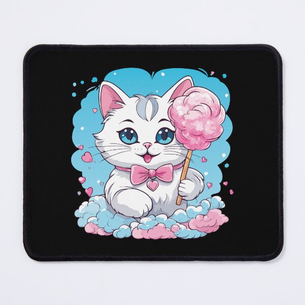 Item preview, Cute cartoon cat with a cotton candy in hand designed and sold by twisted-dot.