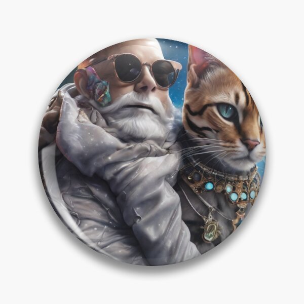 Item preview, a marble prism alien man cuddling a celestial Bengal cat designed and sold by tileartwork.