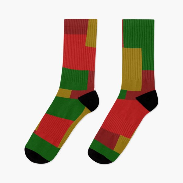 Aperçu de l'œuvre Géométrie motif carré rouge, vert et or créée et vendue par L-I-E-Store.