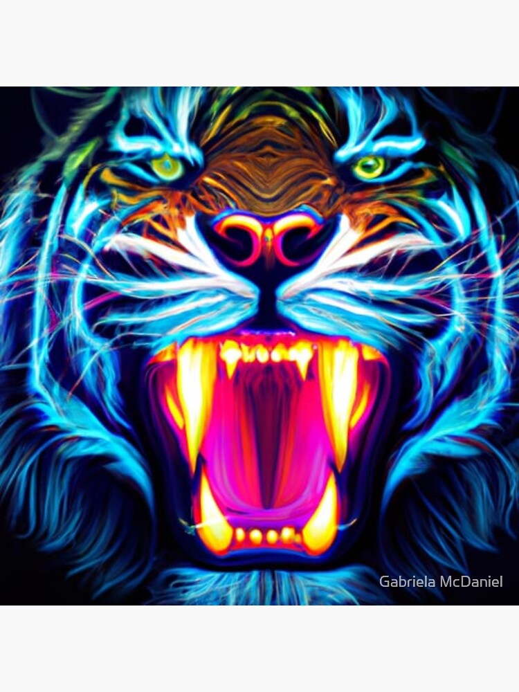 Neon Moody Tiger Sticker for Sale by Gabriela McDaniel