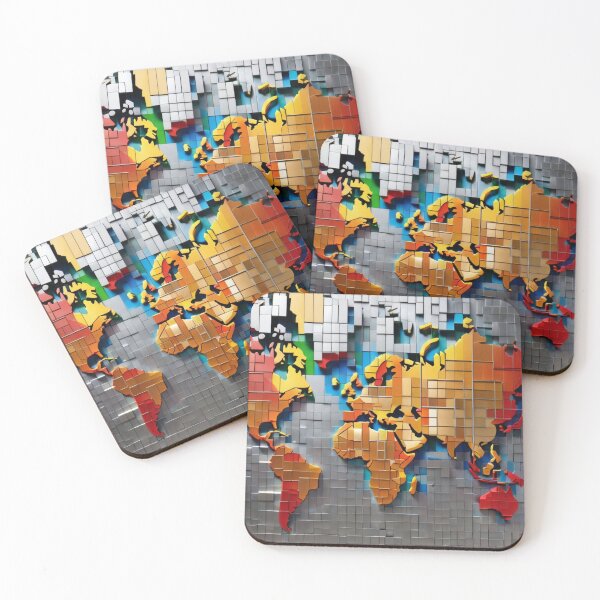 Item preview, World Map - raised aluminum squares look designed and sold by shutterrudder.