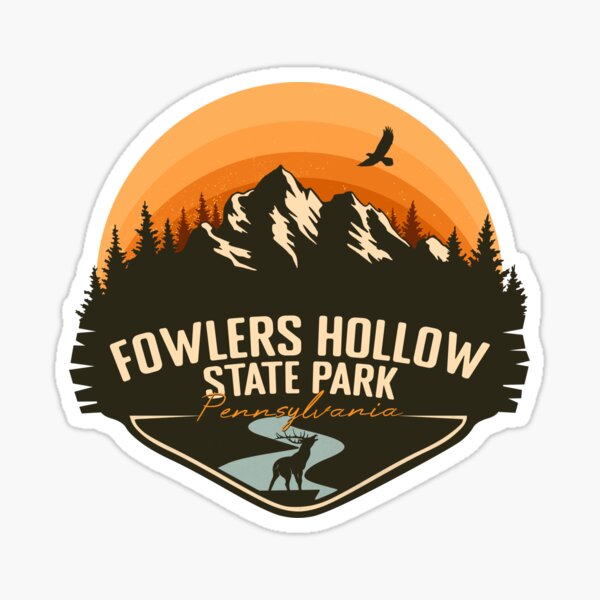 Item preview, Fowlers Hollow State Park Pennsylvania - PA Retro Vintage Sunset Badge designed and sold by mountainfad.