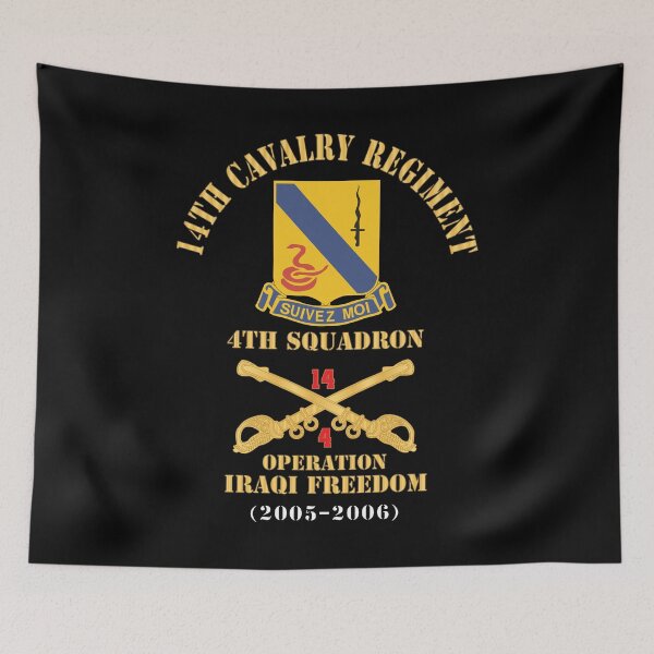 Item preview, Army - 14th Cavalry Regiment w Cav Br - 4th Squadron - Operation Iraqi Freedom - 2005 - 2006 - Red Txt X 300 designed and sold by Military Insignia Products.