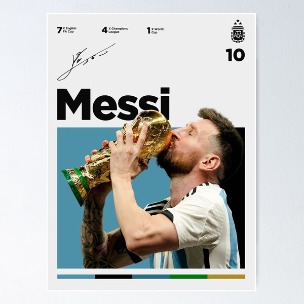 Vista previa del artículo con la obra «Lionel Messi Copa del Mundo Argentina Póster», diseñado y vendido por RubySport.