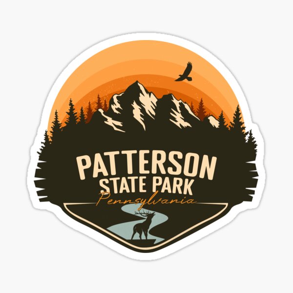 Item preview, Patterson State Park Pennsylvania - PA Retro Vintage Sunset Badge designed and sold by mountainfad.