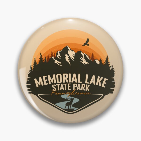 Item preview, Memorial Lake State Park Pennsylvania - PA Retro Vintage Sunset Badge designed and sold by mountainfad.