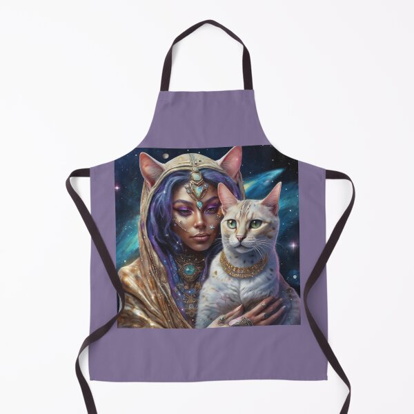 Item preview, una mujer extraterrestre con prisma de mármol abrazando a un gato celestial de Savannah designed and sold by tileartwork.