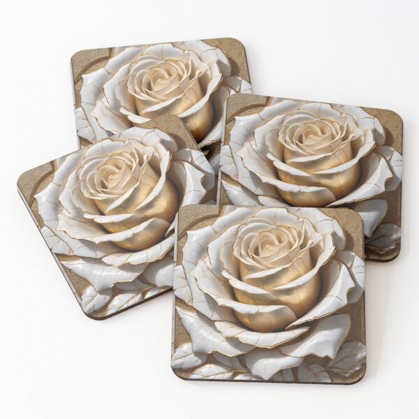 Item preview, White & Gold Rose - Porcelain look designed and sold by shutterrudder.