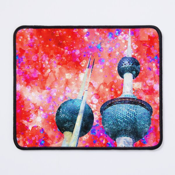 Item preview, Kuwait Towers Landmark in Watercolor And Ink Splashes Illustrated by Craitza designed and sold by House of Sadu by Craitza.