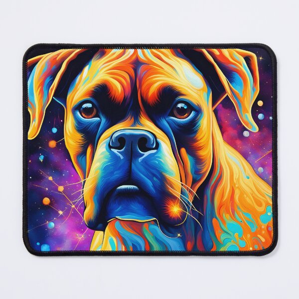 Item preview, Starry Paws: Cosmic Boxer Dog in Neon Constellation designed and sold by javaoverride.