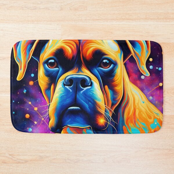 Item preview, Starry Paws: Cosmic Boxer Dog in Neon Constellation designed and sold by javaoverride.