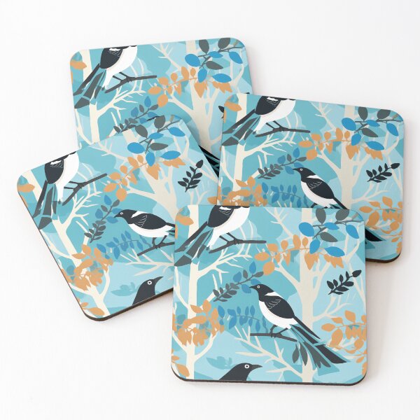 Item preview, Magpie and its reflection in a tranquil pond designed and sold by StrawberryJolly.